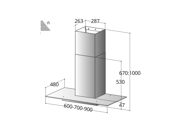 V1 Cristal Straight Glass Hood - Image 2